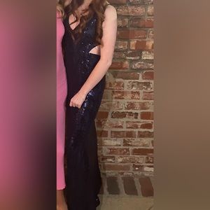 lulus blue sequin long dress